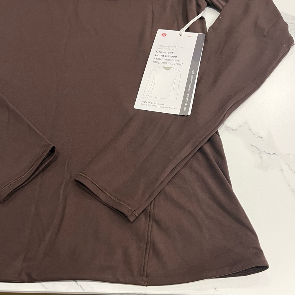 NWT Lululemon Wundermost Ultra-Soft Nulu Crewneck Long-Sleeve Shirt - Espresso - Picture 7 of 8